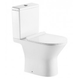 FERRARA RIMLESS BTW D SHAPE TOILET WITH SLIM SOFT CLOSE SEAT AND FITTINGS