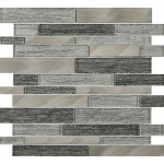 Ashby Grey Glass & Metal Mix Offset Linear Mosaic