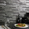 Ashby Grey Glass & Metal Mix Offset Linear Mosaic