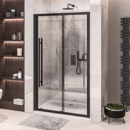 Vantage 2000 Easy Clean 2000mm x 1650mm Slider Shower Door - Matt Black