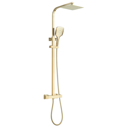 Menai Brushed Brass Square Thermostatic Overhead Shower Kit