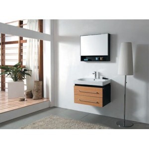 VU115 - Wenge and Red Oak Vanity Unit with Basin